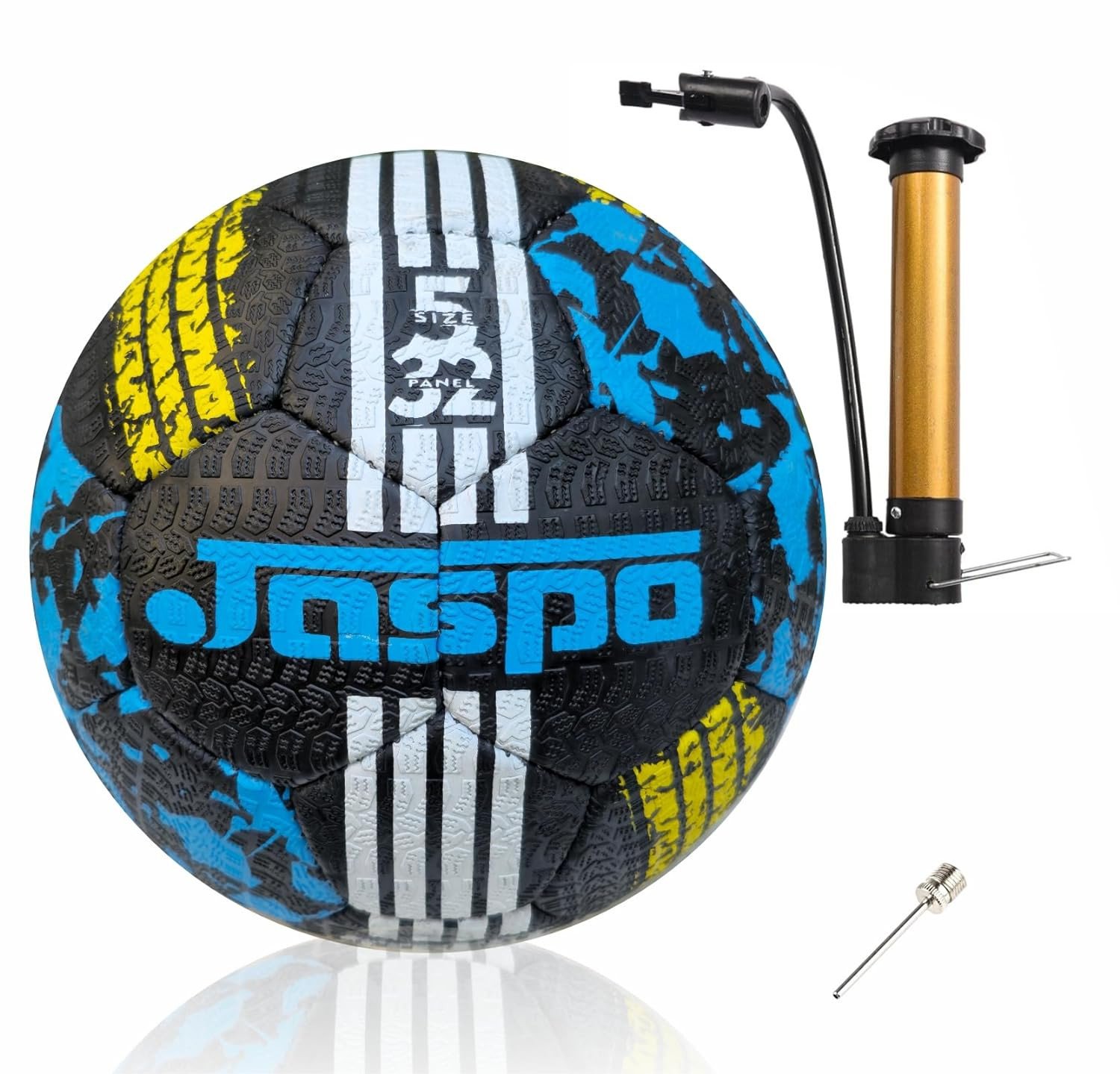 jaspo Street Hand Stitched Synthetic Rubber Classic Football Size : 5 (Black/Blue) with Free Hand air Pump…