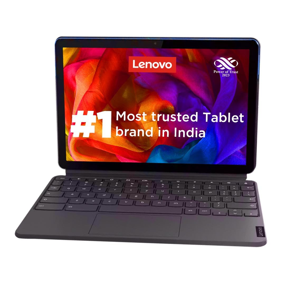 Lenovo Ideapad Duet Chromebook (25.65 cm (10.1 inch) 4 GB, 128 GB, Wi-Fi Only) with Keyboard, USI Pen, Stand Cover, Dual Tone Design, MediaTek, with Chorme OS, Fast Boot up of 8 Seconds