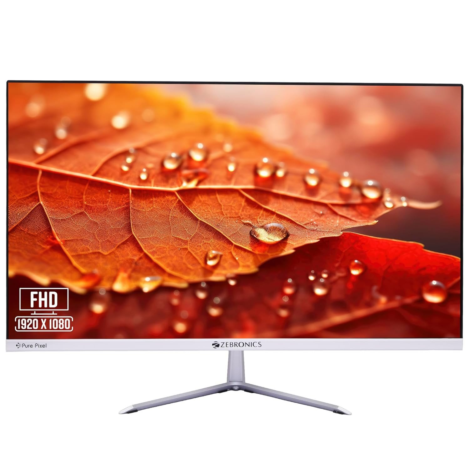 ZEBRONICS EA124 LED Monitor with FHD 1920x1080, IPS Display, 75Hz Refresh Rate, 16.7M Colors, 16:9 Aspect Ratio, 250 nits Brightness (max), Ultra Slim Bezel, Built-in Speakers, Metal stand, Dual Input