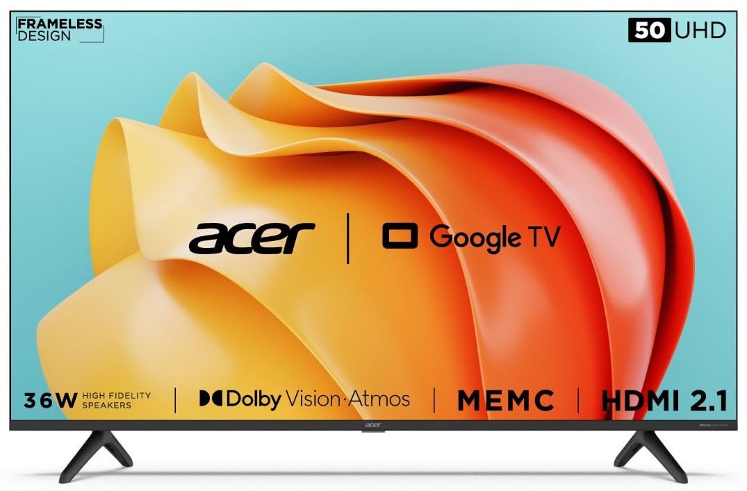 Acer 127 cm (50 inches) Advanced I Series 4K Ultra HD Smart LED Google TV AR50GR2851UDFL (Black)