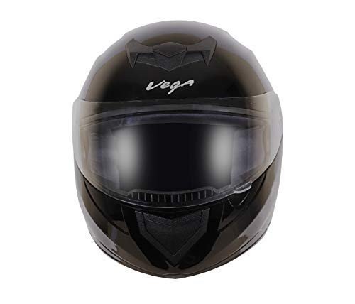 Vega Edge ISI Certified Full Face Gloss Finish Helmet for Men and Women with Clear Visor(Black, Size:L)